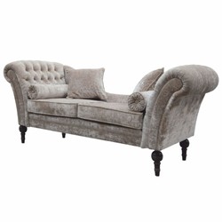 Casa Padrino divano barocco di lusso in velluto grigio chiaro / nero 200 cm - Sontuosi mobili barocchi