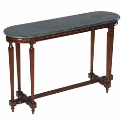 Casa Padrino consola barroco de lujo en caoba con tablero de mármol marrón oscuro / verde 135 cm - Muebles barrocos
