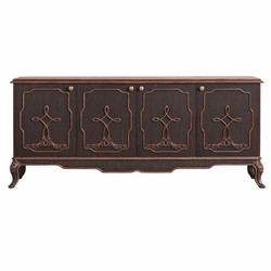 Luxus Barock Massivholz Sideboard mit 4 Türen Braun