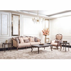 Casa Padrino canapé de salon baroque de luxe avec coussins beige / marron 225 cm - Meubles baroques