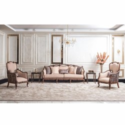 Casa Padrino canapé de salon baroque de luxe avec coussins beige / marron 225 cm - Meubles baroques