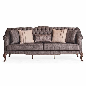 Luxus Barock Wohnzimmer Sofa Grau Schwarz Braun