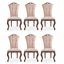 Luxus Barock Esszimmerstuhl 6er Set Beige Braun
