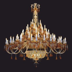 Casa Padrino lampadario barocco di lusso per hotel in cristallo di Boemia ambra / oro) Ø 210 x A. 230 cm