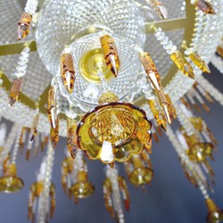 Casa Padrino lampadario barocco di lusso per hotel in cristallo di Boemia ambra / oro) Ø 210 x A. 230 cm