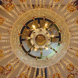 Casa Padrino lampadario barocco di lusso per hotel in cristallo di Boemia ambra / oro) Ø 210 x A. 230 cm