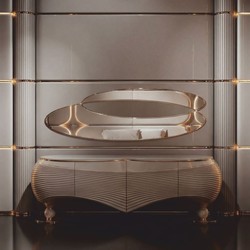 Casa Padrino aparador de lujo gris / oro 240 cm - Muebles para hoteles y comedores de lujo
