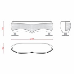 Casa Padrino aparador de lujo gris / oro 240 cm - Muebles para hoteles y comedores de lujo