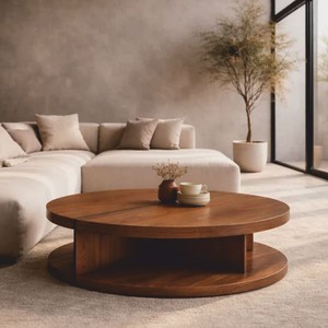 Runder Luxus Couchtisch Wohnzimmertisch Braun Schwarz