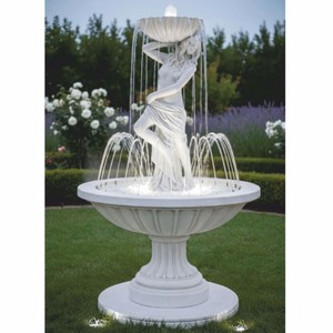 Jugendstil Brunnen Springbrunnen Gartenbrunnen Weiß