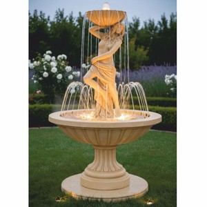 Jugendstil Brunnen Springbrunnen Gartenbrunnen Beige