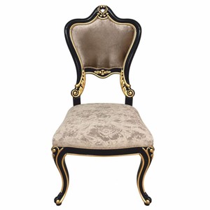Prunkvoller Luxus Barock Esszimmer Stuhl Grau Schwarz Gold