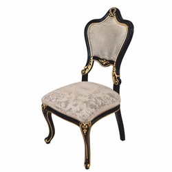 Casa Padrino chaise de salle à manger baroque de luxe gris / noir / or - Meubles baroques