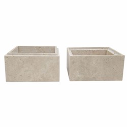 Casa Padrino boîte de rangement de luxe en travertin beige 25,5 cm - Accessoires de décoration