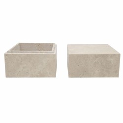 Casa Padrino boîte de rangement de luxe en travertin beige 25,5 cm - Accessoires de décoration