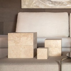 Casa Padrino boîte de rangement de luxe en travertin beige 25,5 cm - Accessoires de décoration