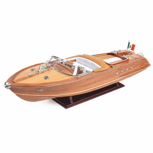 Casa Padrino motoscafo decorativo di lusso marrone / naturale / bianco 89 cm - Barca modello fatto a mano