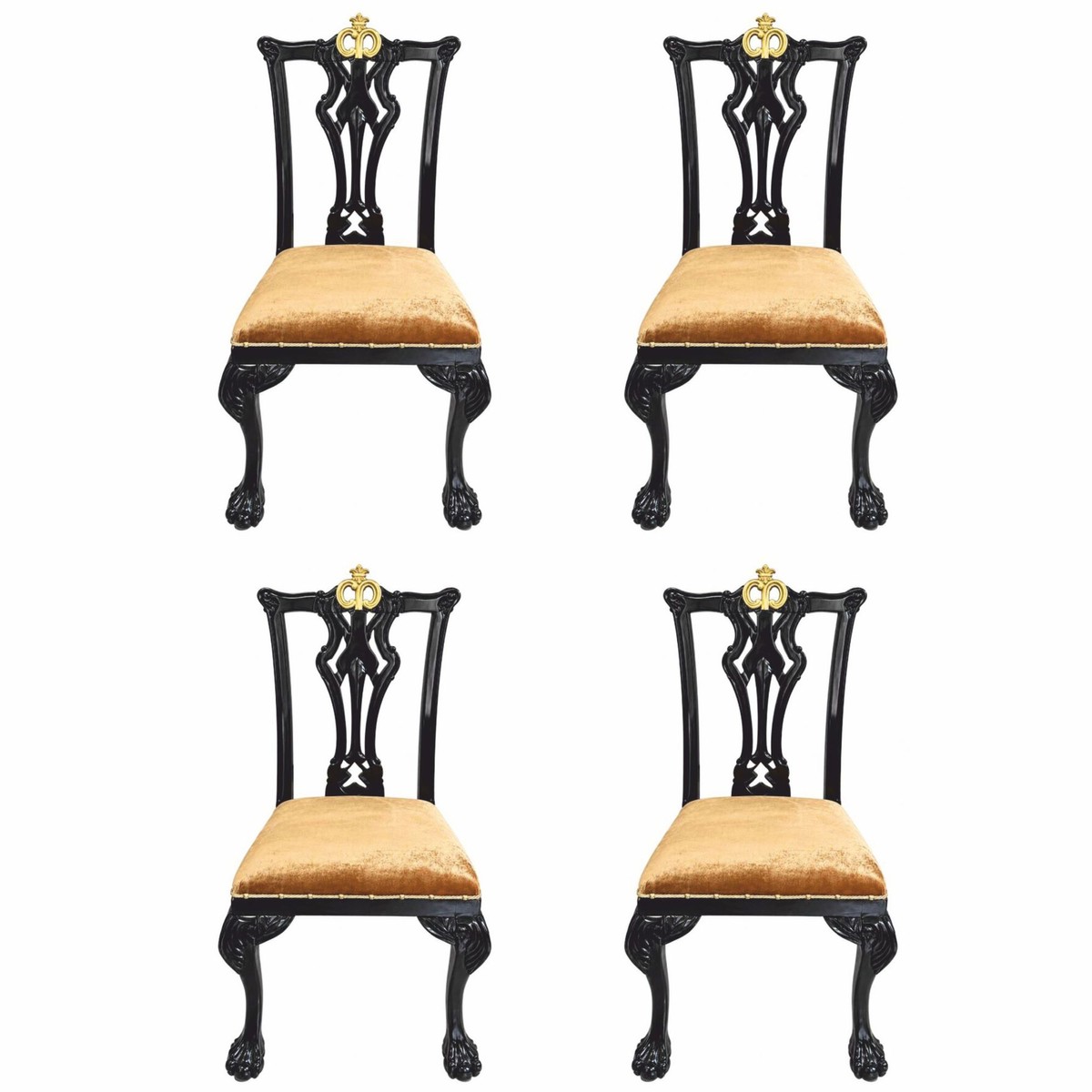 Prunkvolles Luxus Barock Casa Padrino Esszimmerstuhl 4er Set Gold Schwarz Prunkvolles Luxus Barock Casa Padrino Esszimmerstuhl 4er Set Gold Schwarz