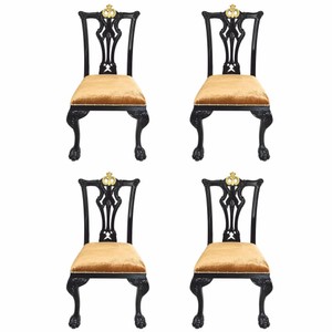 Casa Padrino conjunto de 4 sillas de comedor barrocos de lujo oro / negro - Casa Padrino muebles de comedor Casa Padrino conjunto de 4 sillas de comedor barrocos de lujo oro / negro - Casa Padrino muebles de comedor