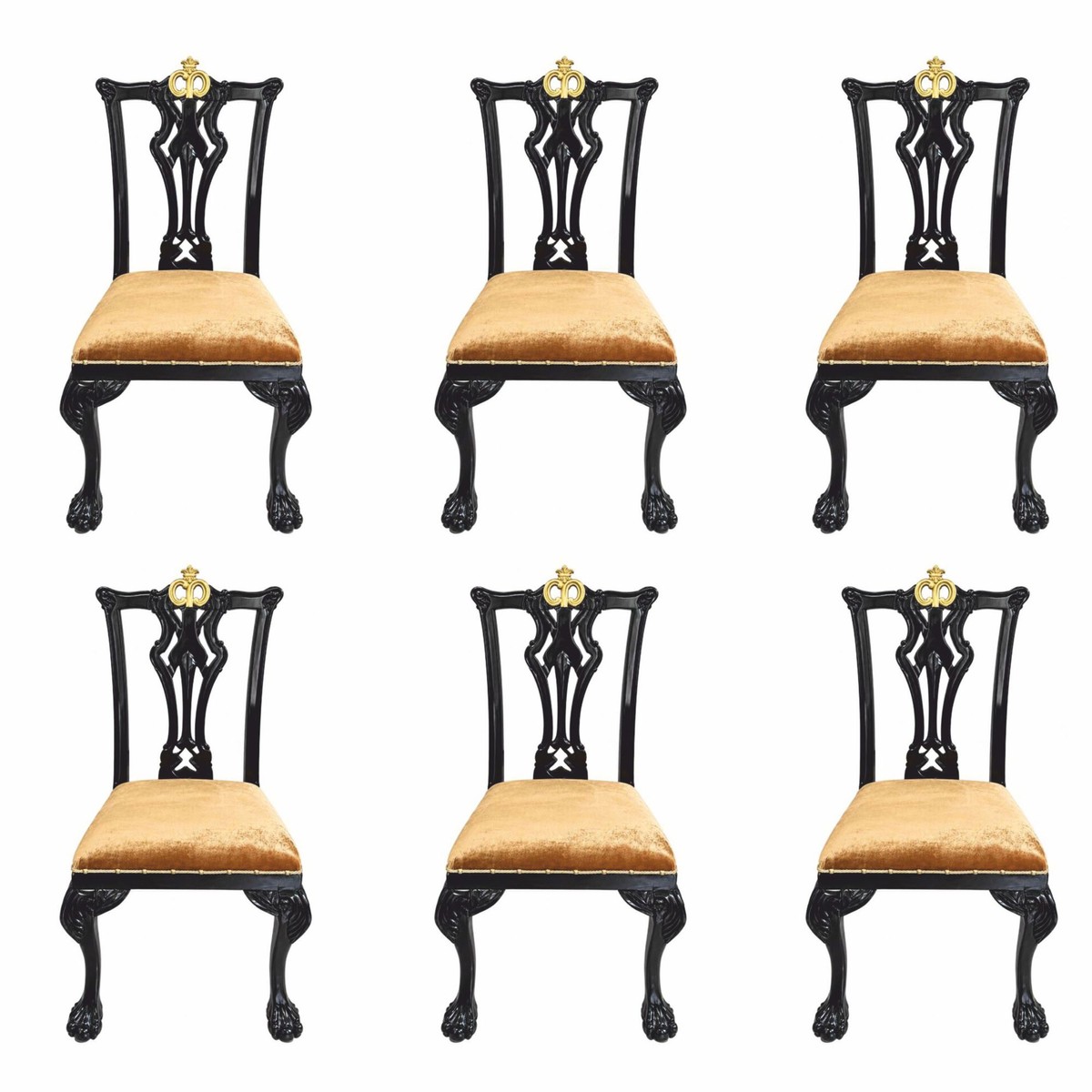 Casa Padrino set di 6 sedie da pranzo in stile barocco di lusso oro / nero - Casa Padrino mobili per sala da pranzo Casa Padrino set di 6 sedie da pranzo in stile barocco di lusso oro / nero - Casa Padrino mobili per sala da pranzo
