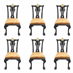 Casa Padrino conjunto de 6 sillas de comedor barrocos de lujo oro / negro - Casa Padrino muebles de comedor Casa Padrino conjunto de 6 sillas de comedor barrocos de lujo oro / negro - Casa Padrino muebles de comedor