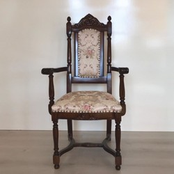 Casa Padrino Luxury Baroque Dining Chair with Armrests Multicolor / Dark Brown H. 118 cm - Baroque Furniture