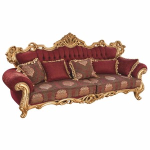 Casa Padrino canapé baroque de luxe avec coussins rouge vin / or 250 cm - Mobilier de salon baroque