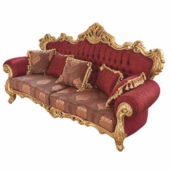Casa Padrino sofá barroco de lujo con cojines rojo vino / oro 250 cm - Muebles de salón de estilo barroco
