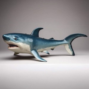 XXL Deko Skulptur Figur Hai Blau Weiß