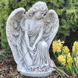 Jugendstil Garten Terrassen Deko Skulptur Engel Grau