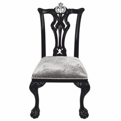 Casa Padrino Luxury Baroque Dining Chair Silver / Black - Casa Padrino Baroque Dining Room Furniture
