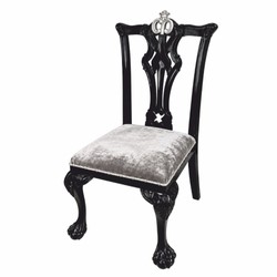 Casa Padrino Luxury Baroque Dining Chair Silver / Black - Casa Padrino Baroque Dining Room Furniture