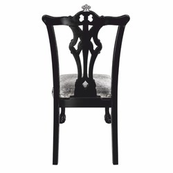 Casa Padrino Luxury Baroque Dining Chair Silver / Black - Casa Padrino Baroque Dining Room Furniture