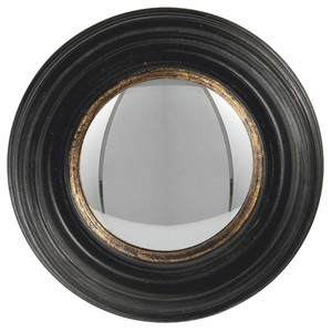 Casa Padrino espejo negro / oro antiguo Ø 16 cm - Espejo de pared convexo redondo