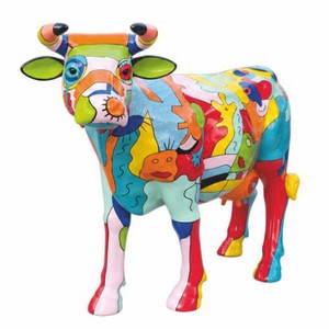 Casa Padrino escultura decorativa de jardín XXL vaca colorido 210 cm - Figura de jardín a tamaño real