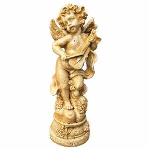 Casa Padrino sculpture d'ange Art nouveau sable / beige H. 81 cm - Figurine décorative de jardin