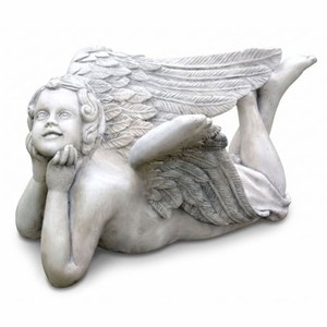 Casa Padrino sculpture décorative de jardin Art Nouveau ange gris 85 cm - Accessoires de décoration pour jardin