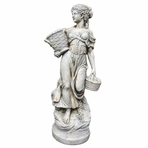 Casa Padrino sculpture décorative de jardin Art Nouveau jeune fille aux paniers gris H. 136 cm - Accessoires de décoration de jardin