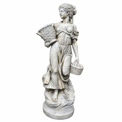 Casa Padrino sculpture décorative de jardin Art Nouveau jeune fille aux paniers gris H. 136 cm - Accessoires de décoration de jardin