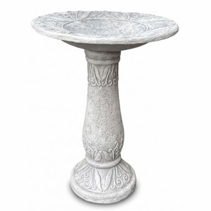 Casa Padrino bain d'oiseaux baroque gris clair / gris Ø 56 x H. 73 cm - Accessoires de jardin
