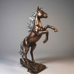 Casa Padrino sculpture décorative XXL cheval bronze / argent H. 320 cm - Immense figure décorative de jardin