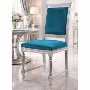 Luxus Barock Esszimmerstuhl Blau Silber