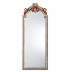 Casa Padrino espejo barroco de lujo plata antigua / rojo - Magnífico espejo de pared estilo barroco de madera maciza - Muebles barrocos hechos a mano - Hecho en Italia
