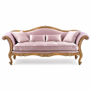 Casa Padrino luxury baroque sofa pink / brown 215 cm - Magnificent baroque style living room sofa with 4 cushions - Baroque furniture - Made in Italy