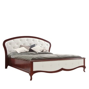 Casa Padrino Luxus Jugendstil Doppelbett Braun / Weiß 160 x 200 cm mit Chesterfield Kopfteil - Elegantes Massivholz Bett - Jugendstil Schlafzimmer Möbel Casa Padrino Luxus Jugendstil Doppelbett Braun / Weiß 160 x 200 cm mit Chesterfield Kopfteil - Elegantes Massivholz Bett - Jugendstil Schlafzimmer Möbel