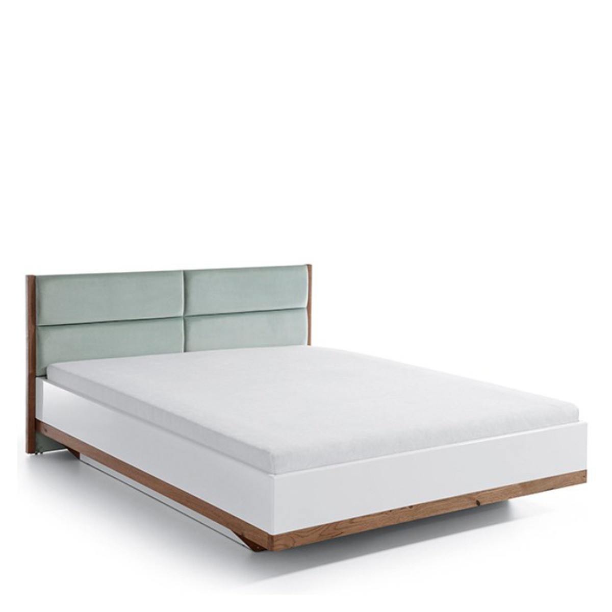 Casa Padrino luxury designer double bed white / mint green / oak 160 x 200 cm with lighting - Elegant solid wood bed - Modern bedroom furniture Casa Padrino luxury designer double bed white / mint green / oak 160 x 200 cm with lighting - Elegant solid wood bed - Modern bedroom furniture