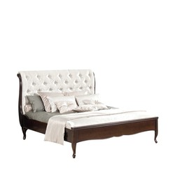 Casa Padrino luxury Art Nouveau double bed dark brown / cream 160 x 200 cm with Chesterfield headboard - Elegant solid wood bed - Art Nouveau bedroom furniture Casa Padrino luxury Art Nouveau double bed dark brown / cream 160 x 200 cm with Chesterfield headboard - Elegant solid wood bed - Art Nouveau bedroom furniture