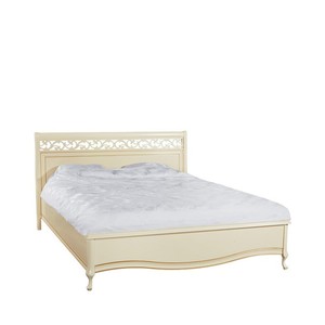 Casa Padrino Luxus Jugendstil Doppelbett Creme 160 x 200 cm mit Ornament Kopfteil - Elegantes Massivholz Bett - Jugendstil Schlafzimmer Möbel