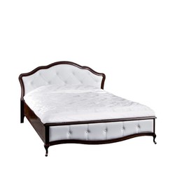 Casa Padrino letto matrimoniale Art Nouveau di lusso marrone scuro / bianco 160 x 200 cm con testiera e pediera Chesterfield - Elegante letto in legno massello - Mobili camera da letto Art Nouveau