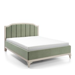 Casa Padrino cama doble Art Nouveau de lujo verde salvia / crema 160 x 200 cm con cabecero con pespuntes - Elegante cama de madera maciza - Muebles de dormitorio Art Nouveau Casa Padrino cama doble Art Nouveau de lujo verde salvia / crema 160 x 200 cm con cabecero con pespuntes - Elegante cama de madera maciza - Muebles de dormitorio Art Nouveau